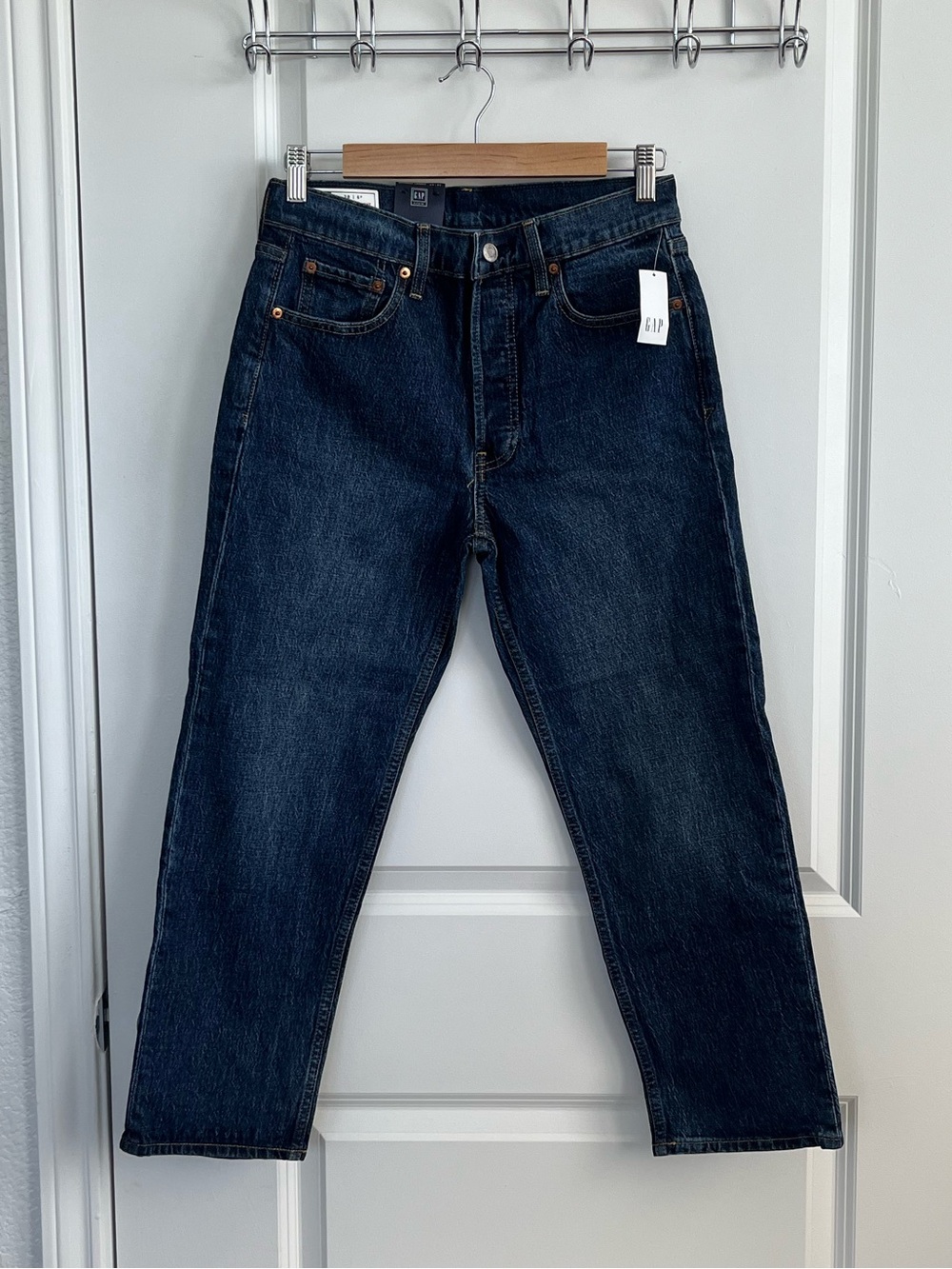 GAP - Cheeky Straight Leg High Rise Blue Jeans, Low Stretch, 28/6 Petite